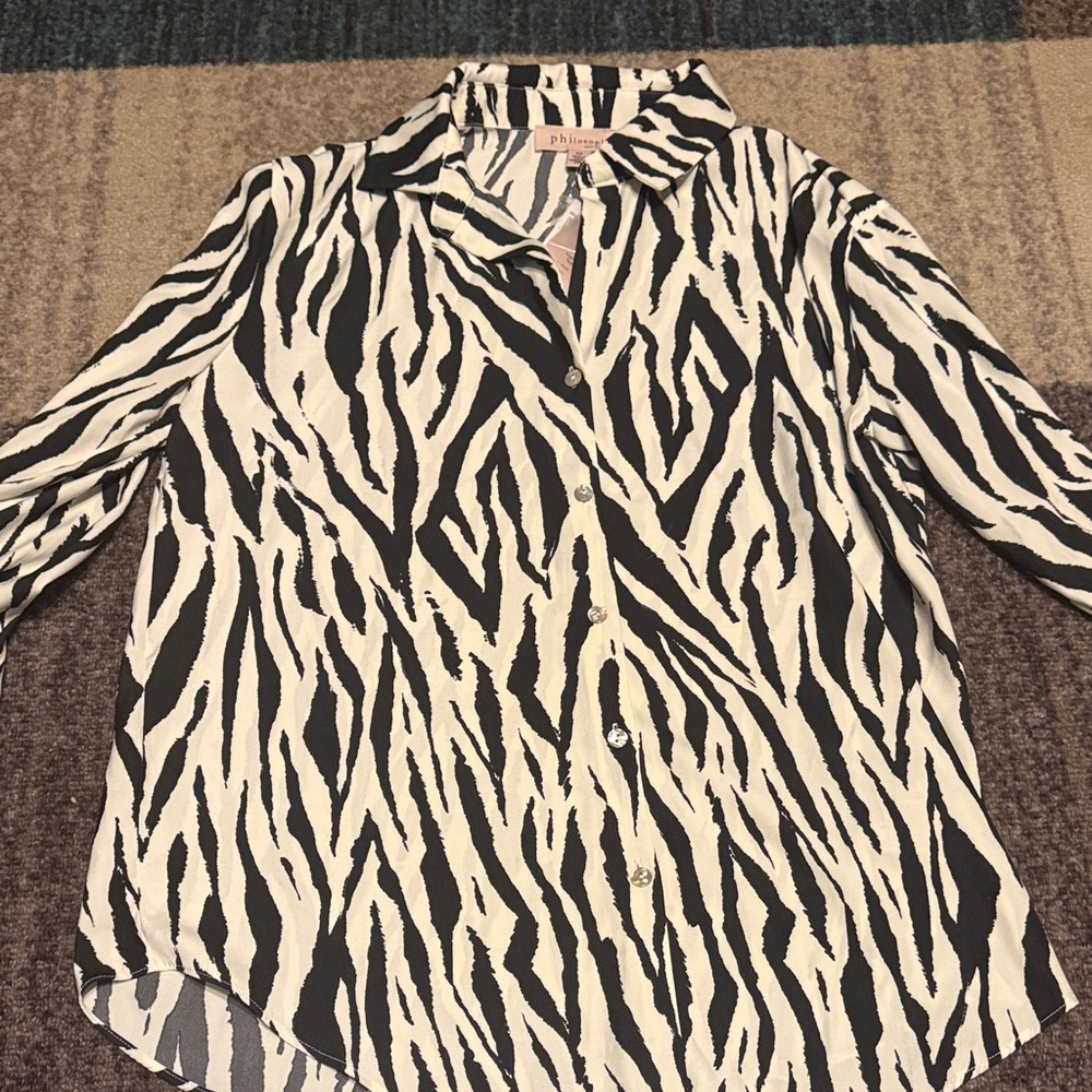 Philosophy Black and White Anima Print  Patterned Top